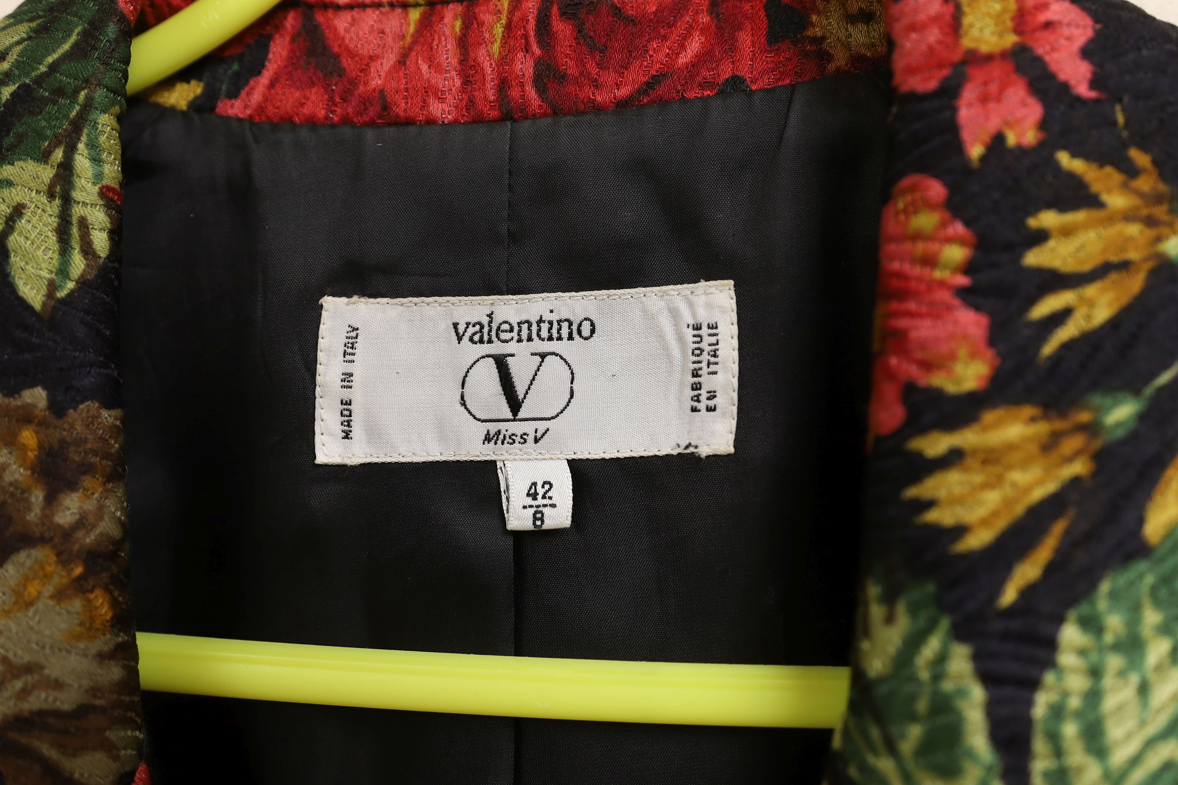 A Miss Valentino, multi coloured floral blazer, decorated with jet buttons, made in Italy, size 42/8.